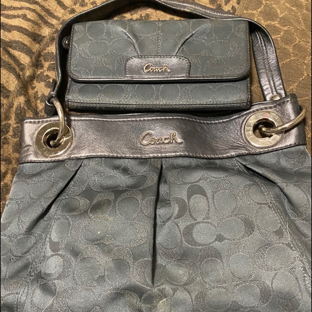 2X HP Bundle * Coach Ashley Charcoal Purse/Wallet